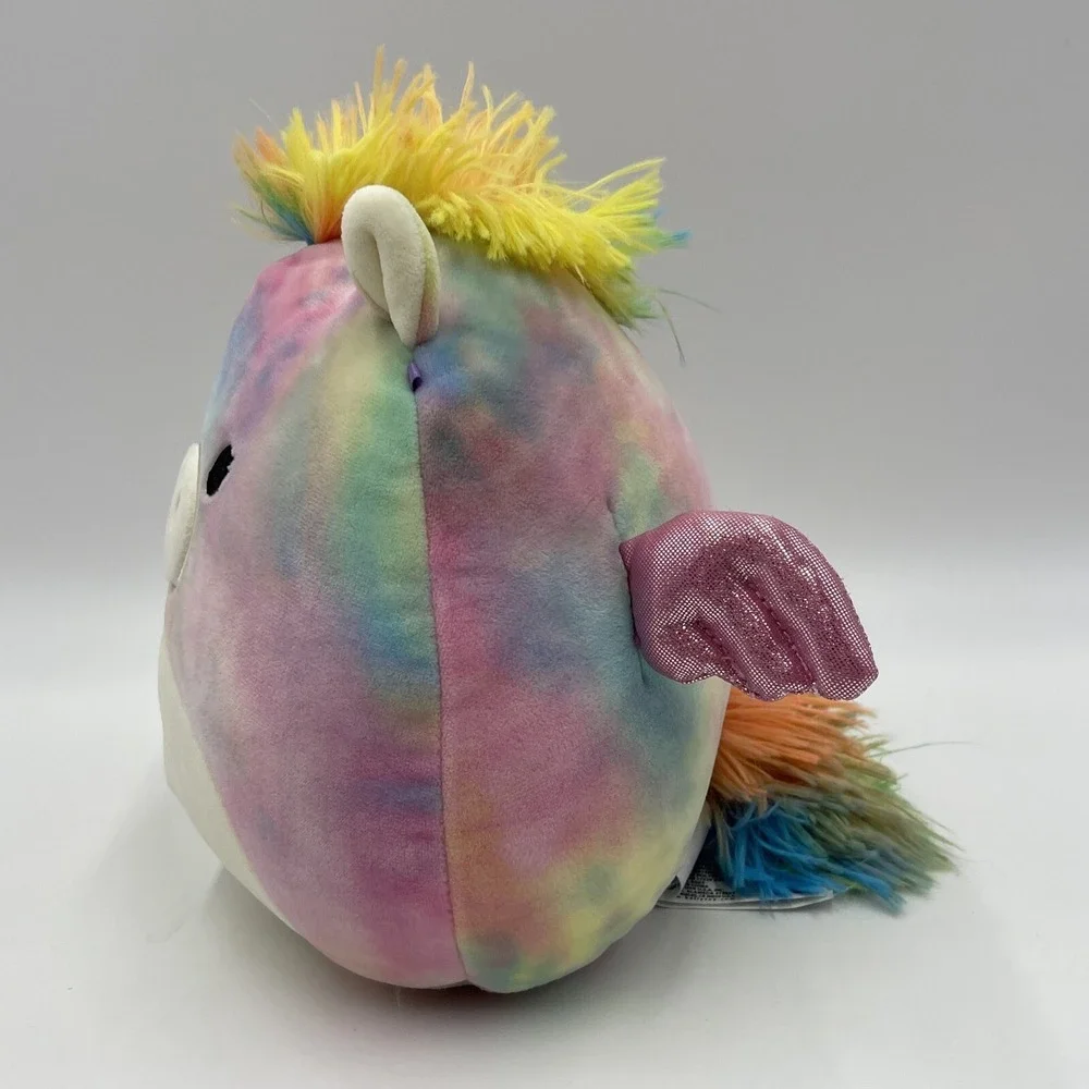 New Squishmallow‎ Jaime Tie Dye Rainbow Pegasus Shiny Wings Plush 8 inch #027